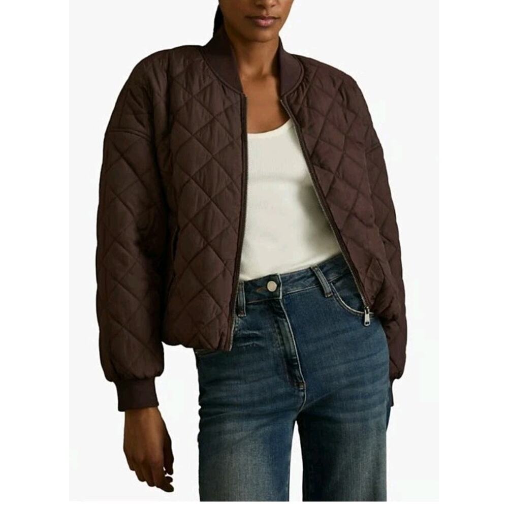 Guess Sonia Puffer Bomber Jacket Women’s M Reddish Brown Y2K Crop